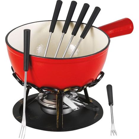 set de fondue liso rojo 20 cm calentador de hierro forjado - DSBRGSAF20 - Tableandcook - (1/2)