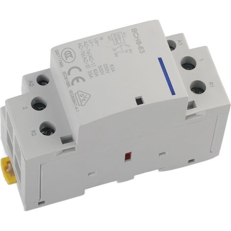 Contacteur secteur domestique 2P 63A, montage sur rail DIN, 1NO 1NC (220V-230V) (1/5)