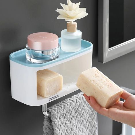 Soap Dish Box Wall Mounted Shower Soap Dish For Bathroom Multifunction Storage Basket Soap Dish Shelf Tools (1/4)