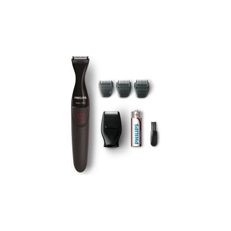 Philips MG1100-16 Multigroom Series 1000 Regolabarba di Precisione DualCut 4 lunghezze 1-5 mm lavabile colore Nero (1/5)