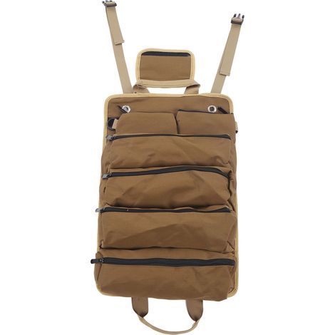 Sac à outils enroulable multifonction Oxford kaki, organisateur portable avec poches séparées pour jardinage et camping (1/5)