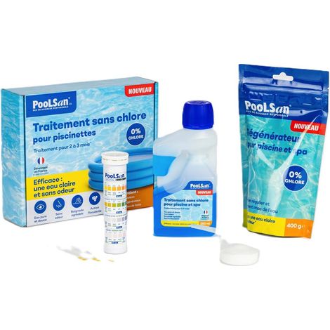 BSI - PooLSan - Kit Sans Chlore pour Désinfection des Petites Piscines Gonflables - Jusqu'à 2 A 3 Mois - Elaboré en Europe (1/5)