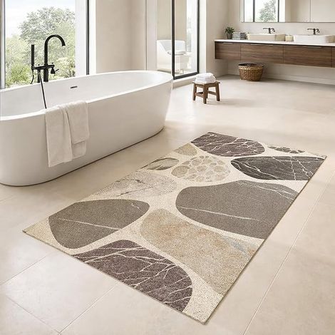Tapis de Douche antidérapant 80x120 Modèle Pierre aux Bains Modernes,Doux Confortable PVC,perméabilité à l'eau
