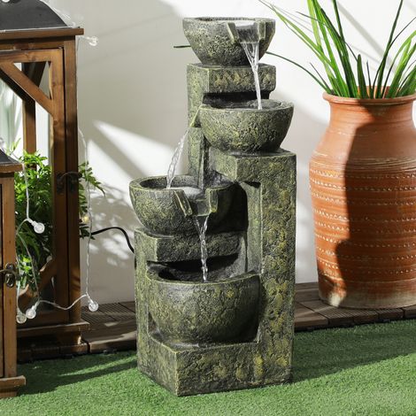 Fontaine de jardin, jeu d'eau, vitesse réglable, 25 x 24 x 60 cm, noire