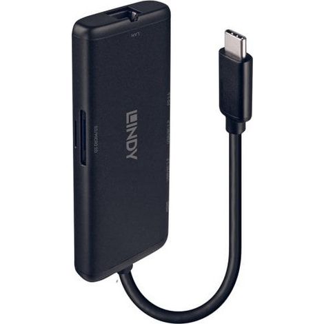 Lindy 43358 replicatore di porte e docking station per laptop Cablato USB 3.2 Gen 1 (3.1 Gen 1) Type-C Nero (1/4)