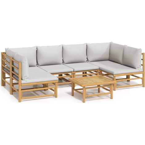 Maison Exclusive - 7-tlg. Garten-Lounge-Set mit Hellgrauen Kissen