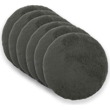 vidaXL Housse de coussin 6 pc HEERLEN Gris foncé Diam. 40 cm Bouclé (1/5)