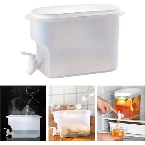 Distributeur d'eau - Robinet à limonade avec robinet - Distributeur de boissons avec robinet - 3 L - Réservoir d'eau en plastique pour réfrigérateur avec robinet, pichet à fruits et citron - Distribut (1/5)