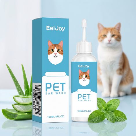 Pet ear cleaner, removes clumps of dirt and odor from ears, suitable for cats and dogs -- 120ml (1/5)