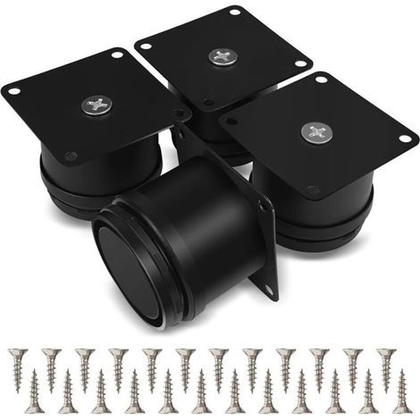 Juego de 4 patas para muebles, patas de mesa ajustables de acero inoxidable de 50 mm, ideales para baño, oficina y cocina. Altura ajustable de 0 a 15 mm. Incluye tornillos de acero inoxidable. (1/4)