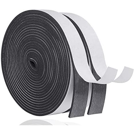 Joint d'étanchéité pour porte et fenêtre – Bande adhésive en caoutchouc – Anti-collision, insonorisant, imperméable et anti-poussière – 25 mm x 3 mm x 10 m – Noir (1/5)