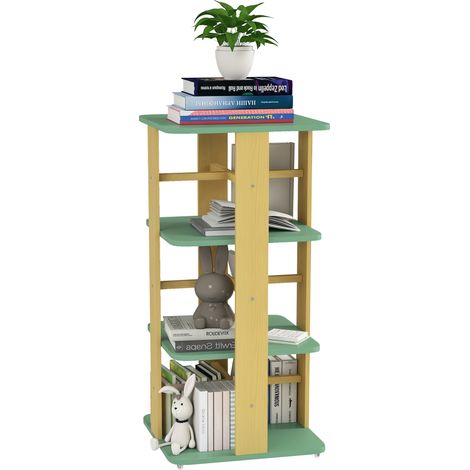 Libreria per bambini con ruote, contenitore per libri per bambini a 3 ripiani per sala giochi, asilo nido, verde