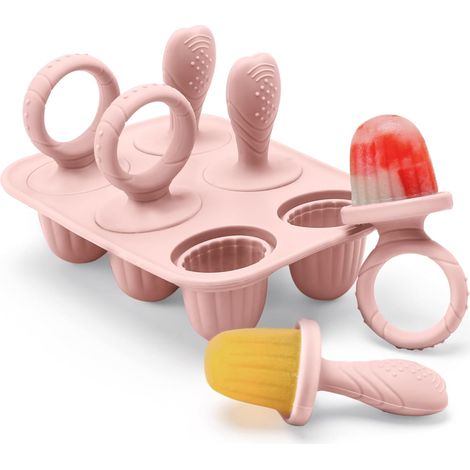 6 mini moules à glace réutilisables pour bébé, 6 sacs en silicone de qualité alimentaire sans BPA, moule à glace pour enfants avec bâton, passe au lave-vaisselle, convient pour faire des glaces, de la (1/5)