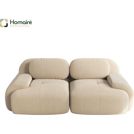 Canapé modulable en velours côtelé beige avec accoudoirs 208 x 103 x 75 cm HOMAIRE (1/4)