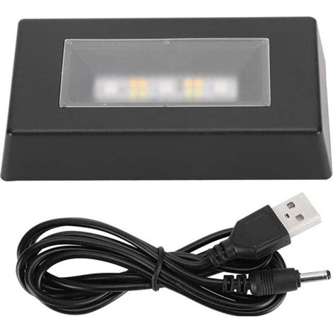Socle lumineux LED rectangulaire, support d'affichage multicolore USB pour statues en cristal et bijoux (noir) (1/4)