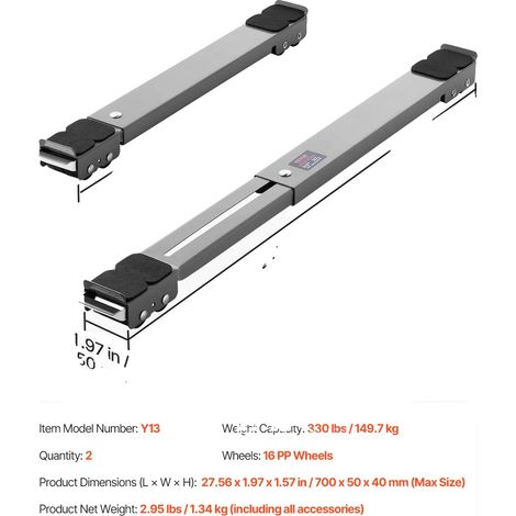 Gerätemover, 150 kg Tragfähigkeit, verstellbares Design, 330Lbs (1/2)
