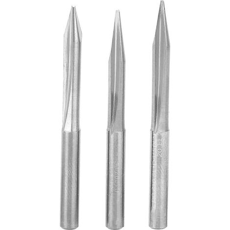 3-teiliger V-förmiger Schnitzfräser, 2-schneidiger Gravieraufsatz 4x0,8x20°/4x0,8x25°/4x0,8x30° (1/4)