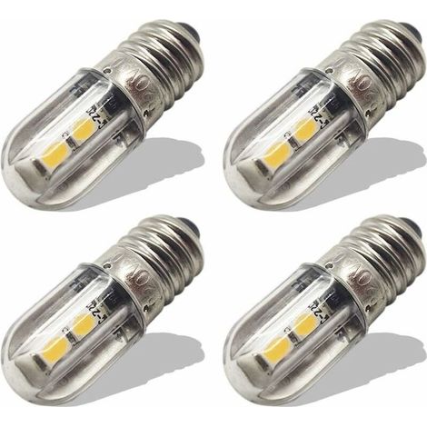 E10 Ampoule LED 220V 230V AC Voyant LED à économie d'énergie 8mm Base à vis 3030 4SMD Chipsets LED Ampoule de mise à niveau, Blanc chaud (lot de 4) (1/4)