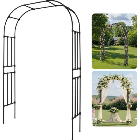 VEVOR Arco da Giardino 240x150x40 cm, Arco per Decorazione Matrimonio in Metallo, Supporto da Giardino per Piante Rampicanti Tubi in Acciaio Zincato, Supporto per Piante Rampicanti e Rose