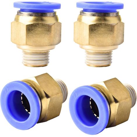 4 pièces 10 mm 1/2′′PT filetage extérieur droit Push to Connect Raccords de tube à emboîter pneumatique connecteur rapide PC PC14-1/4" (1/5)