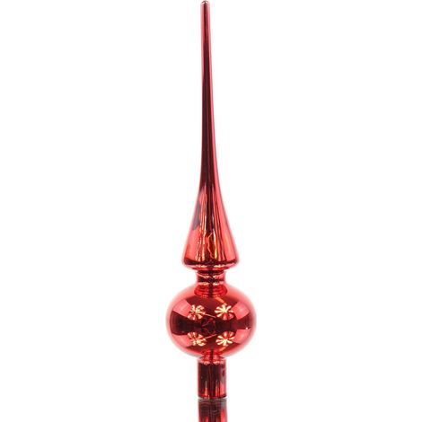 Weihnachtsbaumspitze Christmas Red rot glänzend Ø 6 cm 26 cm - Glas