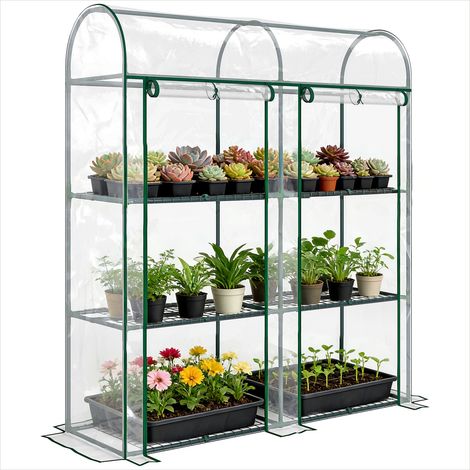 Serre de jardin Serre 3 étagères 143 x 46 x 165 cm PVC Plastique (1/5)