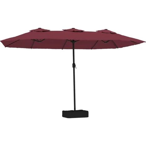 Parasol de jardin double tête bordeaux, dimensions 449 x 265 cm (1/5)