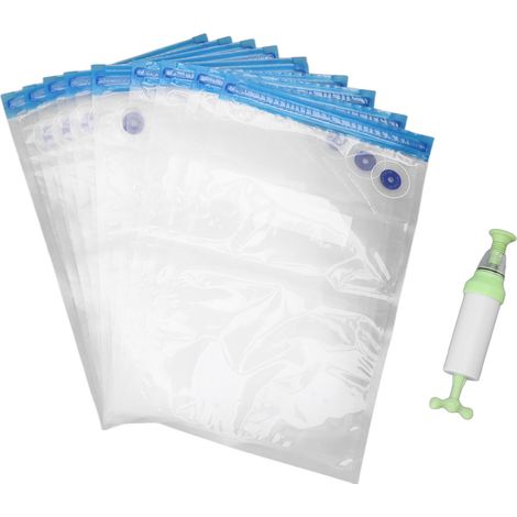 10 Pièces Sac Sous Vide Alimentaire Inodore Non Toxique Résistant Déchirure Économiseur Espace Sac Scellage Avec Pompe Maison Supermarché (1/5)