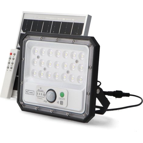 IluminaShop - Foco Proyector LED Solar 50W IP65 con Sensor Crepuscular / Movimiento con Control Remoto  Blanco Neutro 4000K (1/2)