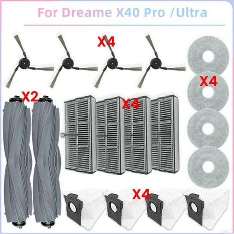 Pour Dreame X40 Ultra / L40 Ultra, MOVA P10 Pro Ultra Pièces Rouleau Principal Brosses Latérales Filtre Hepa Sacs à Poussière (1/4)