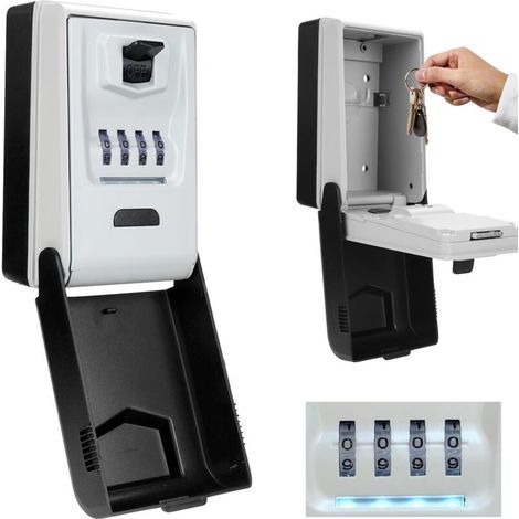 Boite a Clef, Boite à Clé Sécurisée, Boite a Clefs Securisee exterieur avec Rétroéclairée, Etanche Boite a Clé avec Code, Coffre a Clef Interieur pour la Maison, Le Bureau, Le Garage et Plus (1/5)