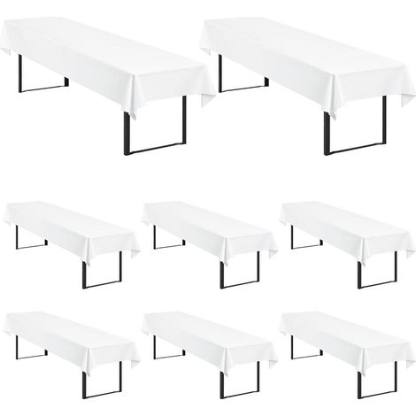 8er Set Tischdecken für Bierzeltgarnitur 250x100cm Weiß, Polyester, Waschbar