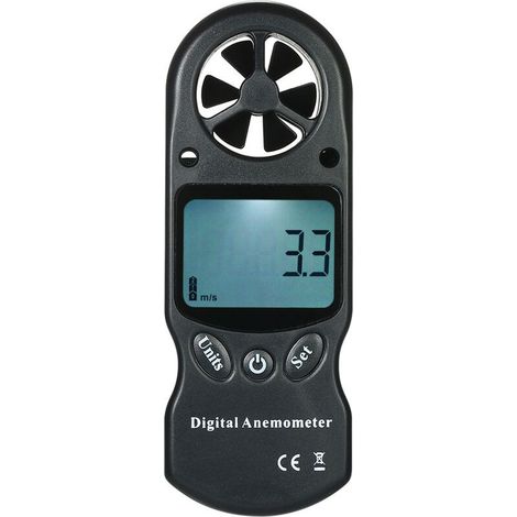 EASYCOMFORT Anémomètre numérique portable mini multifonction avec température et hygromètre - Noir (1/5)