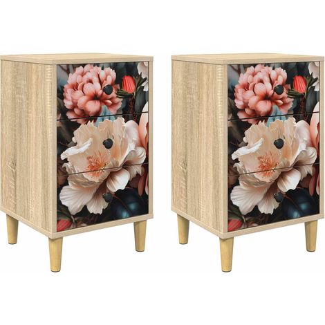 Bedside Cabinet BORNE 2 pcs Sonoma Oak 36 x 33 x 60 cm vidaXL (1/5)