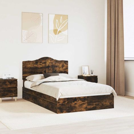 Aufbewahrungsbett Geräucherte Eiche 135 x 190 cm Holzwerkstoff