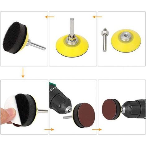 Set di 100 dischi abrasivi, grana 80-3000, rossi, 50 mm, per lucidatura. (1/5)