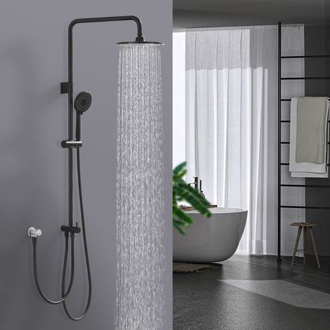 Colonne de Douche Sans Robinetterie Noir avec Douchette 4 Jets, Ensemble de Douche en Inox SUS304 (1/5)