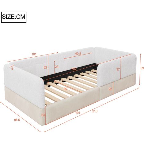 Polsterbett aus MDF in Weiß 210 x 98.5 x 59 cm HOMAIRE (1/5)