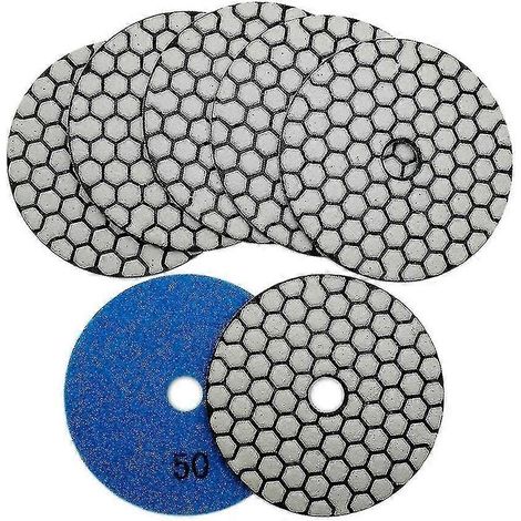 7 disques de polissage diamantés 4"/100 mm, tampons de polissage diamantés à sec pour marbre, granit, pierre, béton (50)-ce [jkw] (1/5)