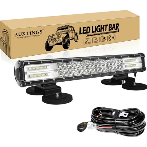 Barra luminosa a LED, fascio combinato, design impermeabile, supporto per cavo 7D da 17 pollici (1/2)