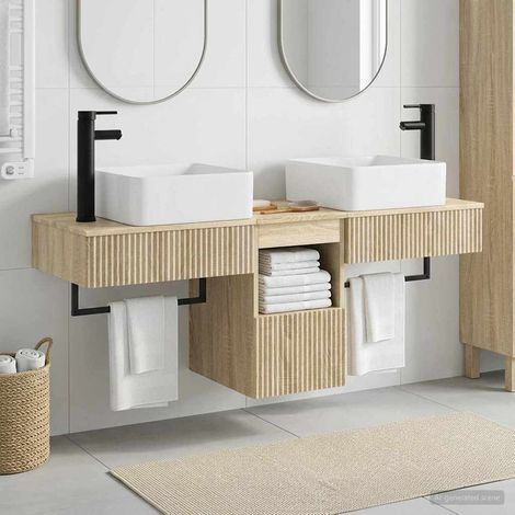 vidaXL Bathroom Cabinet Set 3 pcs Sonoma Oak 136 x 35 x 80 cm (1/5)