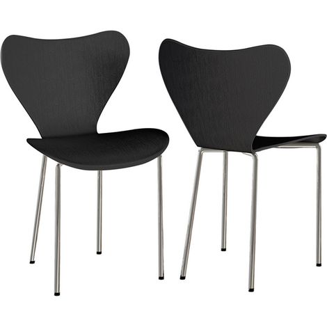 Set di 2 sedie da pranzo sedie da cucina in plastica per uso domestico e in ufficio nere (1/5)