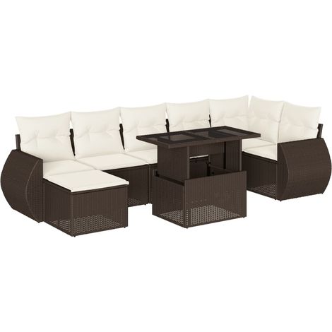 Maison Exclusive - Set Divani da Giardino 8 pz con Cuscini Marrone in Polyrattan (1/5)