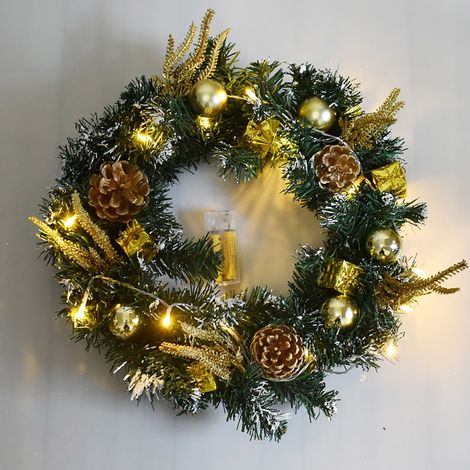 Guirlande De Noël Artificielle - Sapin Éclairée - 40 Cm - Boules De Noël Cônes De Pin Boîtes Cadeaux - Pour Intérieur Et Extérieur - 1 Pièce (1/5)