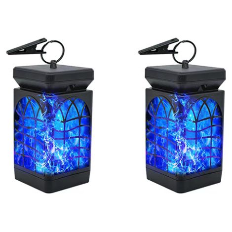 Lanterne jardin extérieures 2 pièces, lumières étanches réaliste solaire IP65, avec éclairage solaires à flamme suspendue extérieur pour vacillante (1/5)