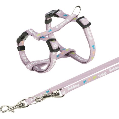 Harnais Junior 23-34 cm/8 mm  avec laisse mauve pour chiot - Trixie