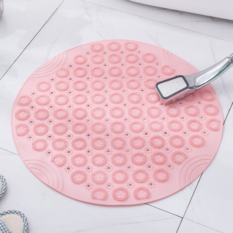 (Rosa, 30 x 30 cm) PVC Runde Massage-Badematte, rutschfeste Duschmatte, Badezimmermatte, maschinenwaschbare Duschmatte, Badewannenmatte mit Ablauflöchern und Saugnäpfen (1/3)