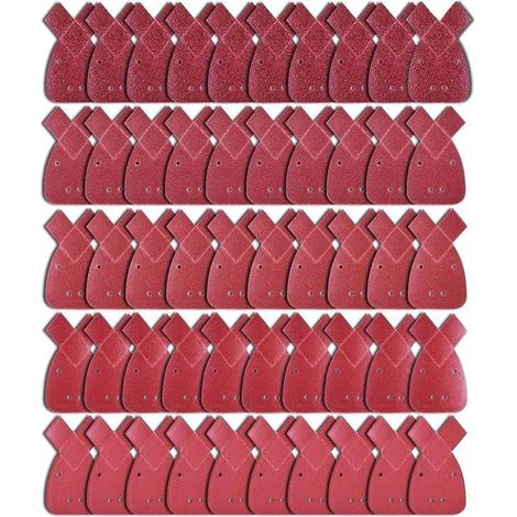 50 Schleifblätter, 10 Körnungen (40/60/80/120/240), Schleifpapier, Schleifdreiecke, passend für Black & Decker Exzenterschleifer (1/5)