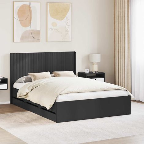 vidaXL Bettgestell mit Stauraum und Kopfteil Schwarz 120 x 190 cm (1/5)