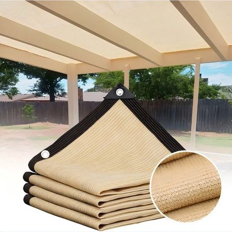 3 x 4 m,Voile d'ombrage,protection UV 90%, pare-soleil perforé,isolation thermique,protection solaire,beige(Size : 3 x 4 m) (1/5)